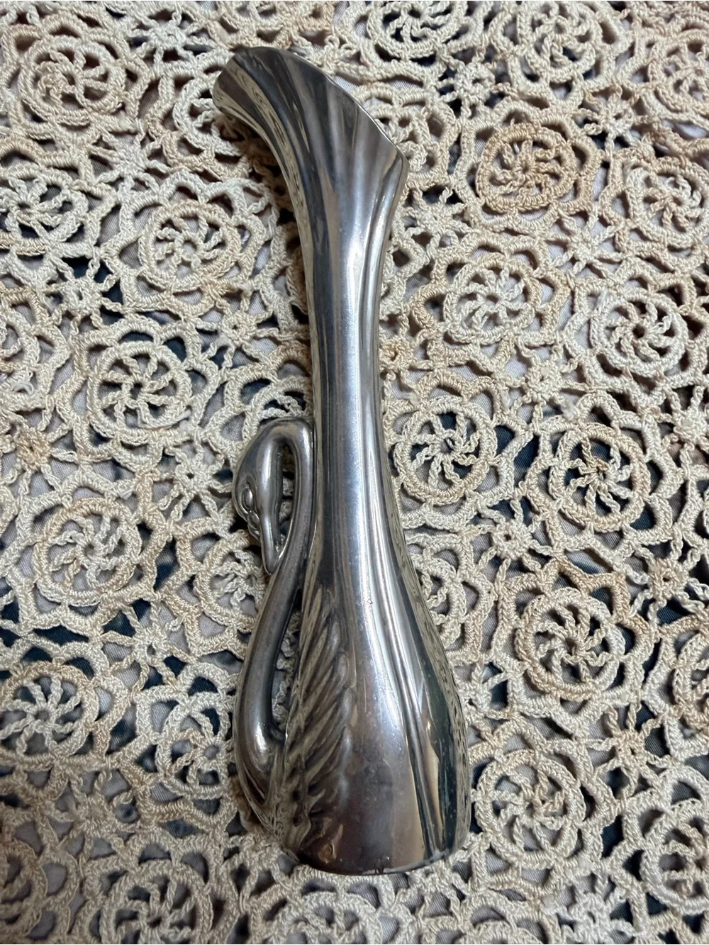 Vintage Silver Plate Swan Bud Vase Art Nouveau Style 7” Elegant Floral Decor